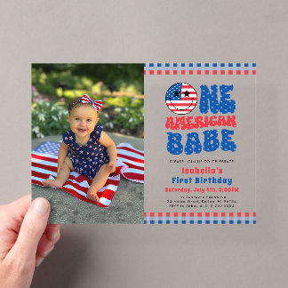 Ein amerikanisches Babe 4. Juli Foto erster Geburt Acryleinladungen
