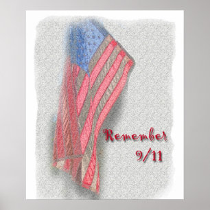 Ein amerikanisches Flag-Poster mit "Remember 9/11" Poster