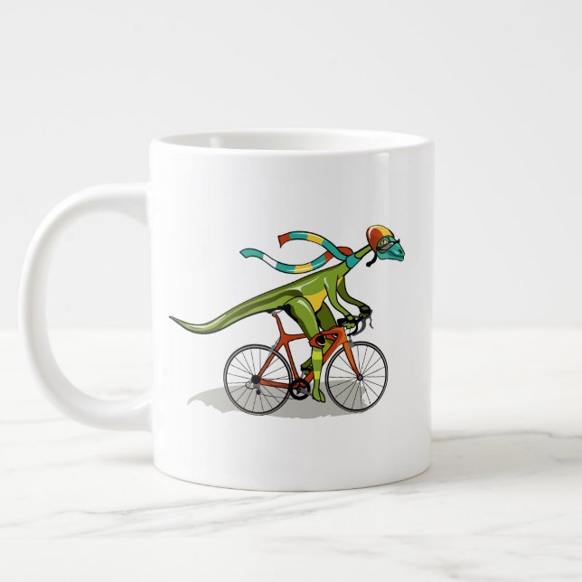 Ein Anabisetia Dinosaurier, der mit dem Fahrrad fä Jumbo-Tasse (Links)