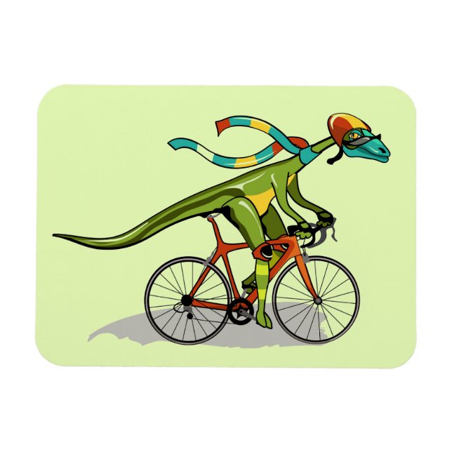Ein Anabisetia Dinosaurier, der mit dem Fahrrad fä Magnet (Horizontal)