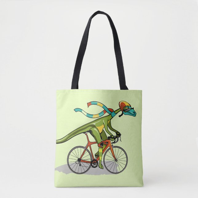 Ein Anabisetia Dinosaurier, der mit dem Fahrrad fä Tasche (Vorderseite)