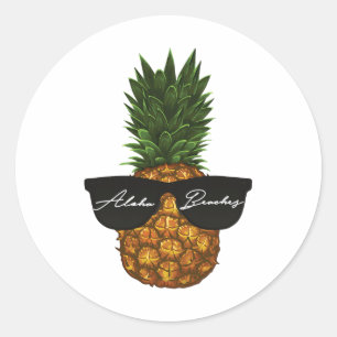 Ein Ananas Rockin Shades Aloha Strände Urlaub Runder Aufkleber