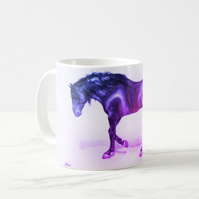 Ein andalusischer HORSE, zu Fuß, handgemalt Hengst Kaffeetasse (Vorderseite Links)