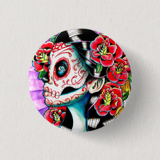 Ein anderes Zeit-Zuckerschädel-Mädchen Button