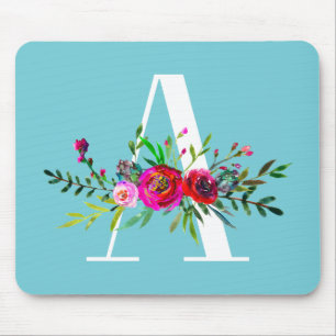 Ein anfängliches Monogramm mit Blumen in individue Mousepad