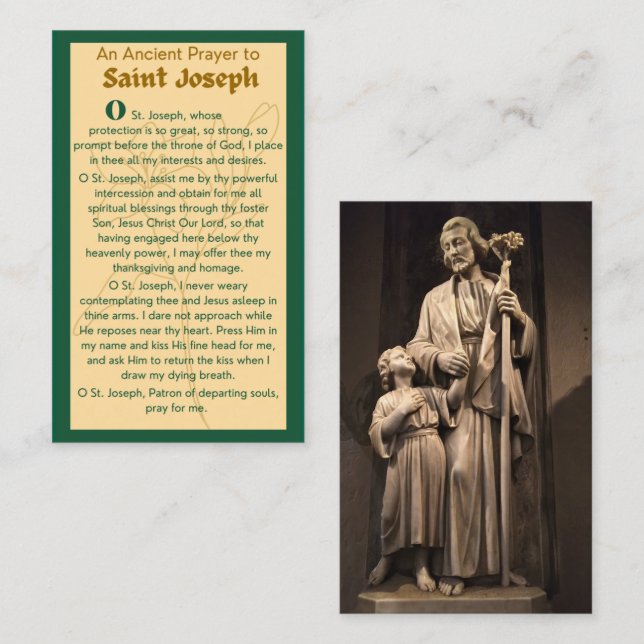 Ein antikes Gebet zu St. Joseph-Gebetskarten Visitenkarte (Vorne/Hinten)