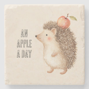 Ein Apfel Am Tag Igel Steinuntersetzer