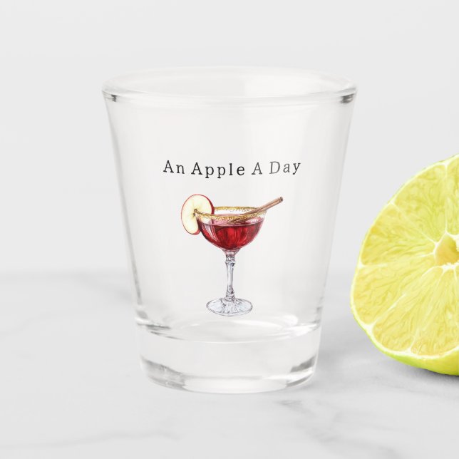 Ein Apfel am Tag   Schnapsglas (Vorderseite)
