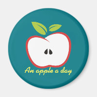 Ein Apfel mit roter Kontur und grünen Blätter