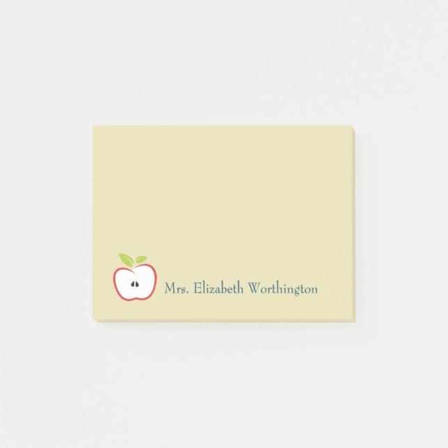 Ein Apfel mit roter Kontur und grünen Blätter Post-it Klebezettel (Vorderseite)