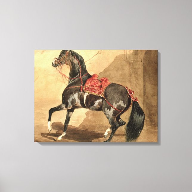 Ein Arabisches Pferd (g/c auf Papier gelegt) Leinwanddruck (Vorderseite)