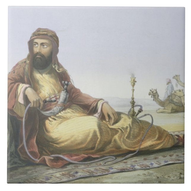 Ein arabisches Stillstehen in der Wüste, Fliese (Vorderseite)