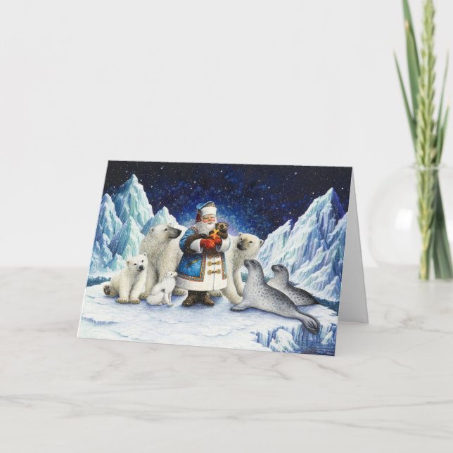 Ein arktisches Weihnachten! Feiertagskarte (Vorderseite)