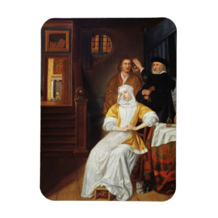 Ein Arzt, der eine junge Frau in einem Schlafzimme Magnet