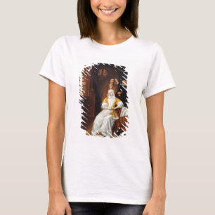 Ein Arzt, der eine junge Frau in einem Schlafzimme T-Shirt