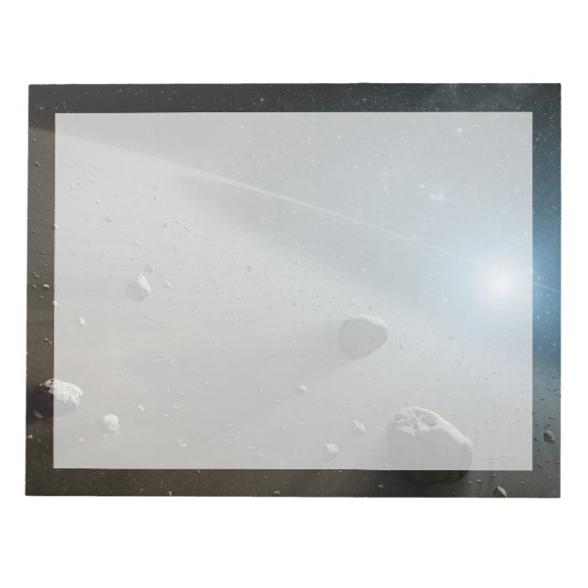 Ein Asteroidengürtel rund um den hellen Star Vega. Notizblock (Vorderseite)