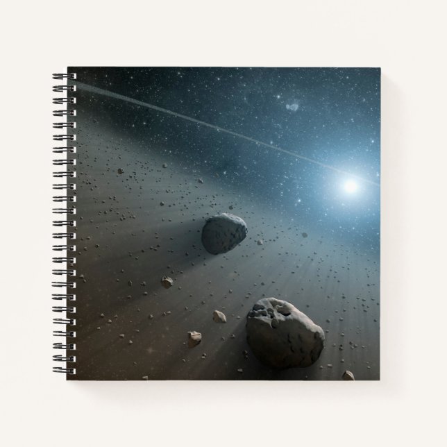 Ein Asteroidengürtel rund um den hellen Star Vega. Notizbuch (Vorderseite)