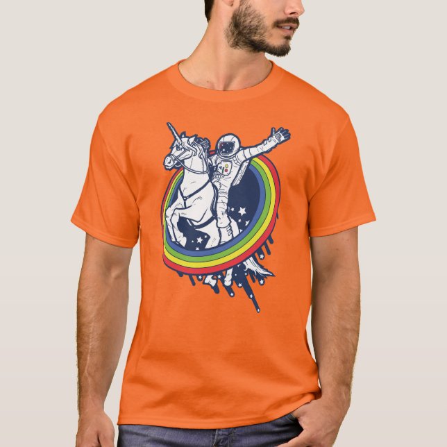 Ein Astronaut, der ein uncorn durch einen T-Shirt (Vorderseite)
