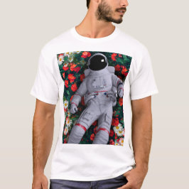 Ein Astronaut in den Blume T-Shirt