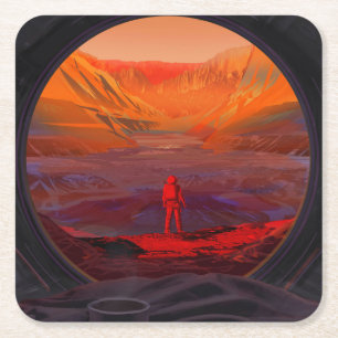Ein Astronaut in den Mars Rechteckiger Pappuntersetzer