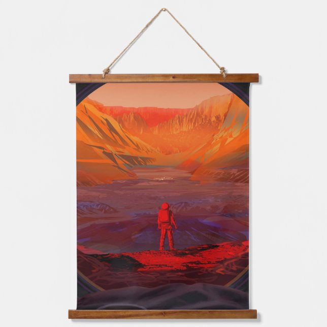 Ein Astronaut in den Mars Wandteppich Mit Holzrahmen (Vorderseite)
