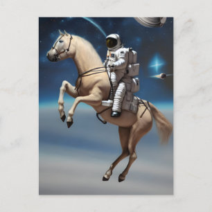 Ein Astronaut reiten im Weltraum Postkarte