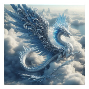 Ein Atemberaubender Drache umgeben von Wolken Fotodruck