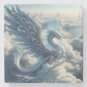 Ein atemberaubender Drache, umgeben von Wolken Steinuntersetzer