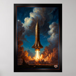 Ein atemberaubender Raketenstart für den Retro-Fus Poster