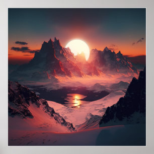 Ein atemberaubender Sonnenuntergang über farbenprä Poster