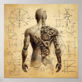 Ein auf einem Datenblatt überlagerter Mensch Poster