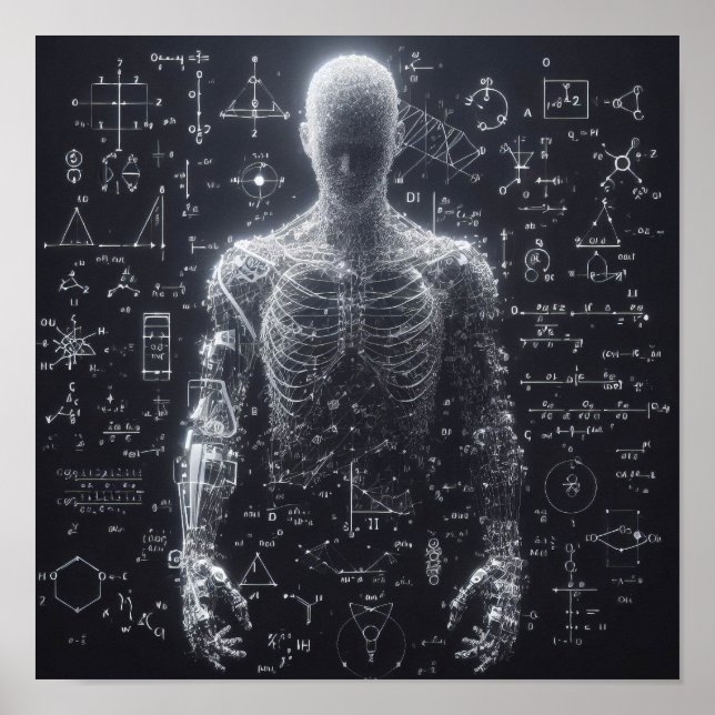 Ein auf einem Datenblatt überlagerter Mensch Poster (Vorne)