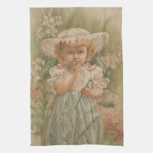 "Ein aufblühendes Ostern" Vintage-Illustration, ca Geschirrtuch