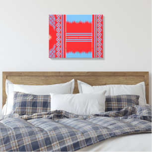 Ein auffallendes Muster in Rot und Blau, elegant e Leinwanddruck