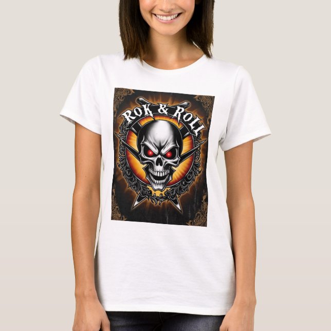 Ein auffallendes "Skull" Rock and Roll Band T-Shirt (Vorderseite)