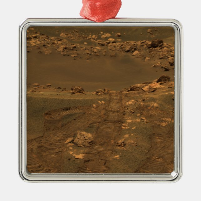 Ein Aufprallkrater in der Region Meridian Planum Silbernes Ornament (Vorne)