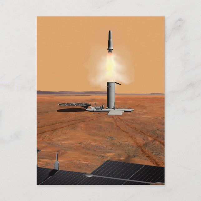 Ein aufsteigendes Fahrzeug Verlasse Mars. 2 Postkarte (Vorderseite)