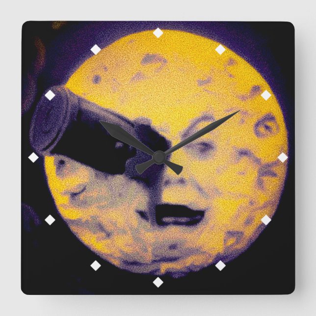 Ein Ausflug zum Mond Tief schlafen Lila Albtraum Quadratische Wanduhr (Vorderseite)