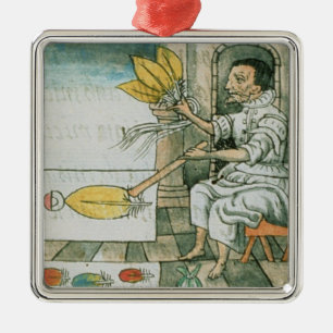 Ein aztekischer Federhandwerker Silbernes Ornament