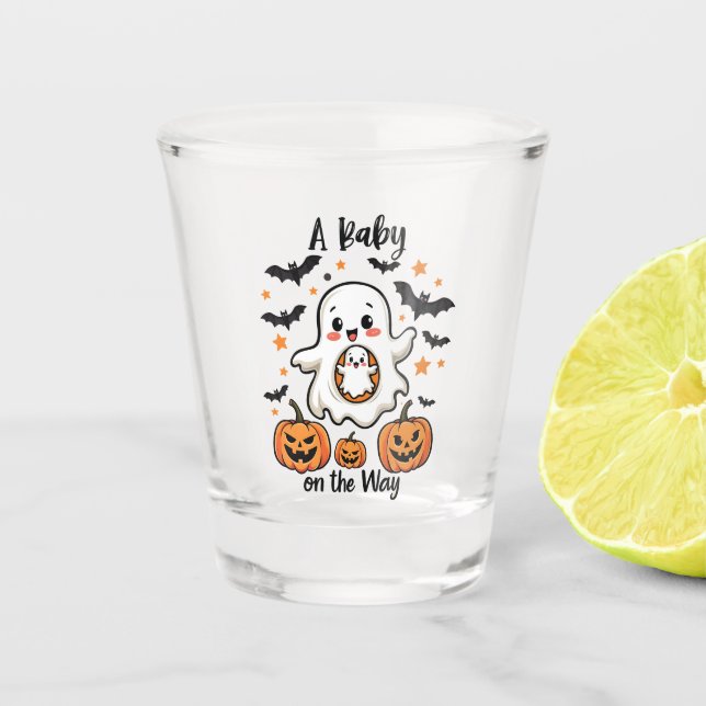 Ein Baby auf dem Weg Pastel Ghost Schwangerschaft  Schnapsglas (Vorderseite)