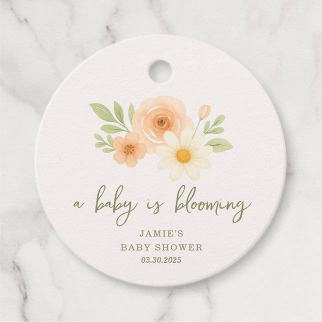 Ein Baby blüht Babydusche Geschenkanhänger (Vorderseite)