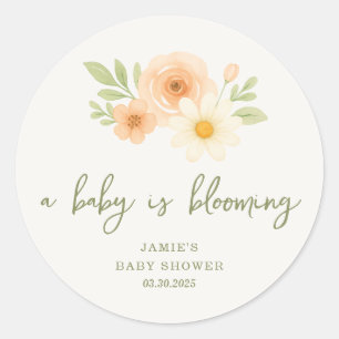 Ein Baby blüht Babydusche Runder Aufkleber