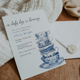 Ein Baby Boy brütet Tea Party Babydusche Einladung