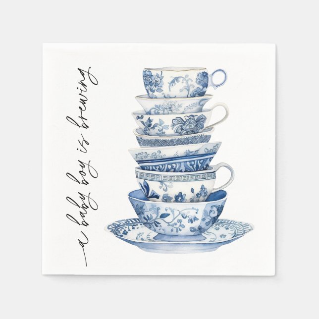 Ein Baby Boy brütet Tea Party Babydusche Serviette (Vorderseite)