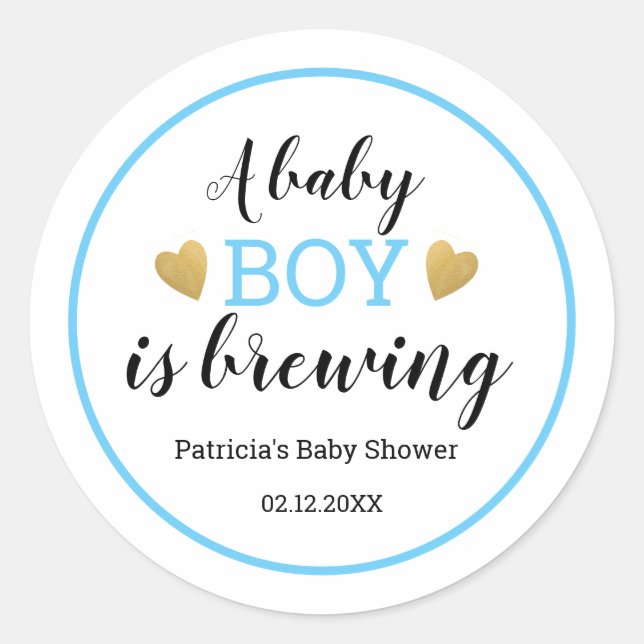 Ein Baby Boy wird eine Babydusche gebrauen. Danke Runder Aufkleber (Vorderseite)