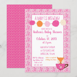 Ein Baby brät Pink Teacup Baby Girl Dusche Einladung