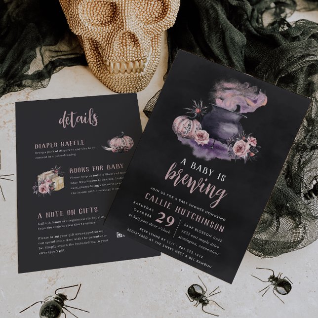 Ein Baby braut alles in einer Halloween-Kinderdusc Einladung (Von Creator hochgeladen)