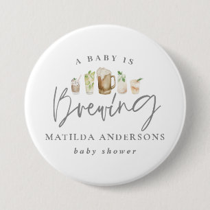 Ein Baby Braut Aquarell Bier Babydusche Button