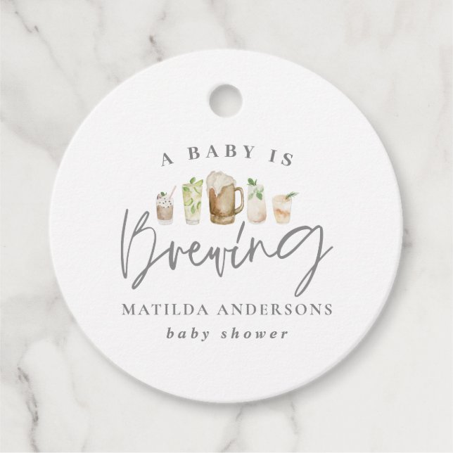 Ein Baby braut Aquarellbierdusche Geschenkanhänger (Vorderseite)