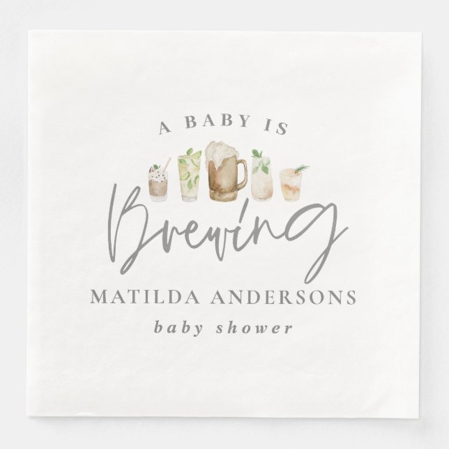 Ein Baby braut Aquarellbierdusche Serviette (Vorderseite)